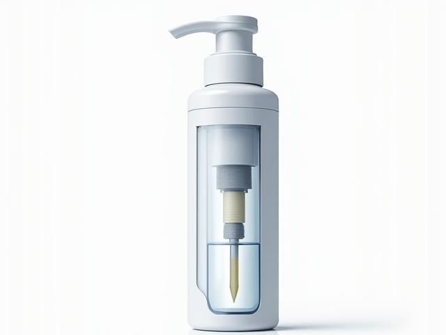 Detailed cross-section diagram of an airless pump dispenser, showing the mechanism that prevents air entry and ensures complete product usage.