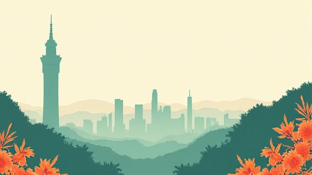 Illustration of Taipei cityscape for Cicada Glow's location