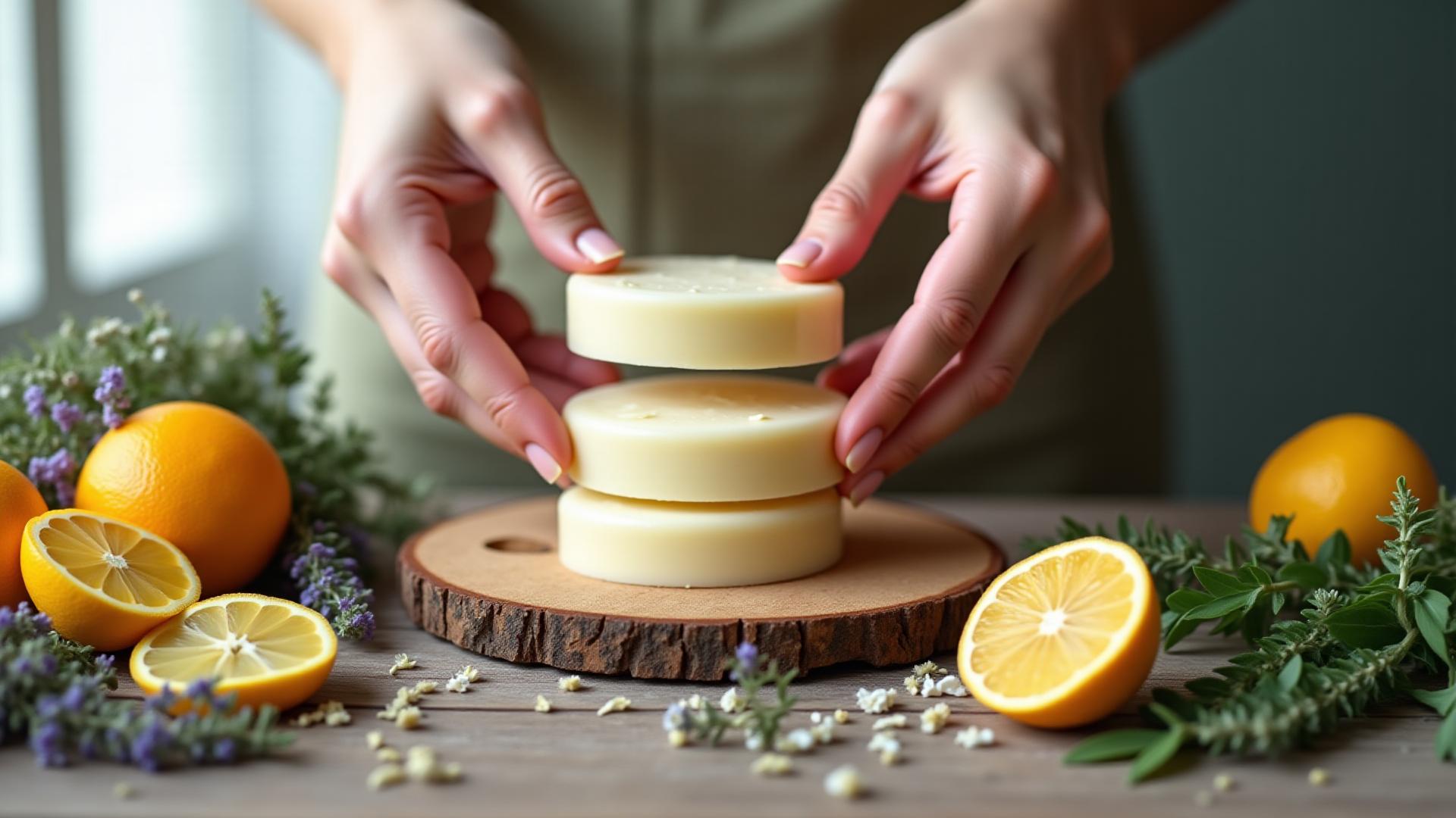 Artisanal soap making process with botanicals